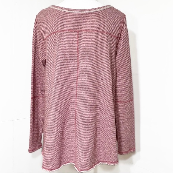 Free People Criss Cross Magenta Pink Striped Pullover Long Sleeve Sweatshirt Top - Picture 4 of 9